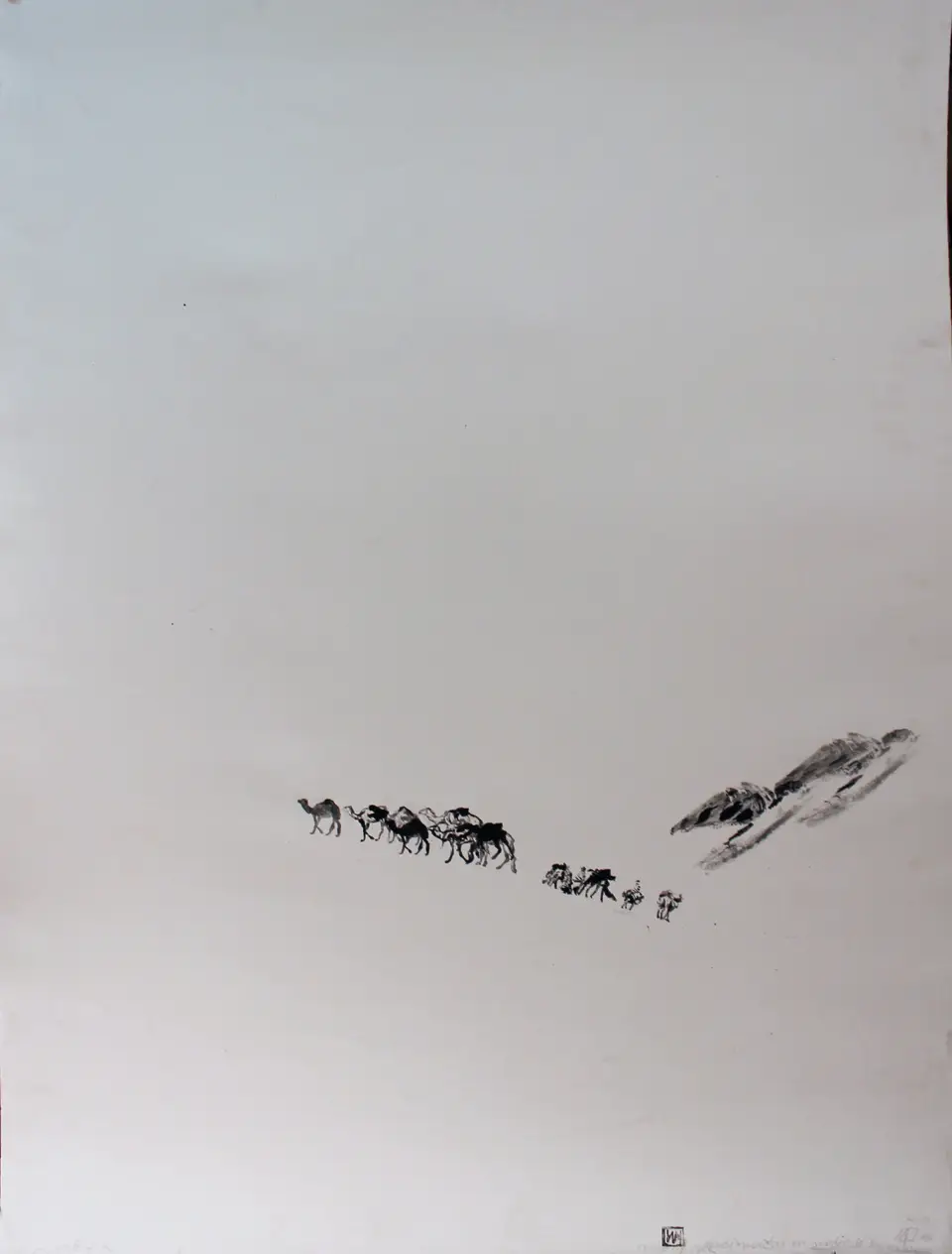 Alucinación en medio del desierto, monotipia sobre lienzo, 2006, Noel Morera Cruz