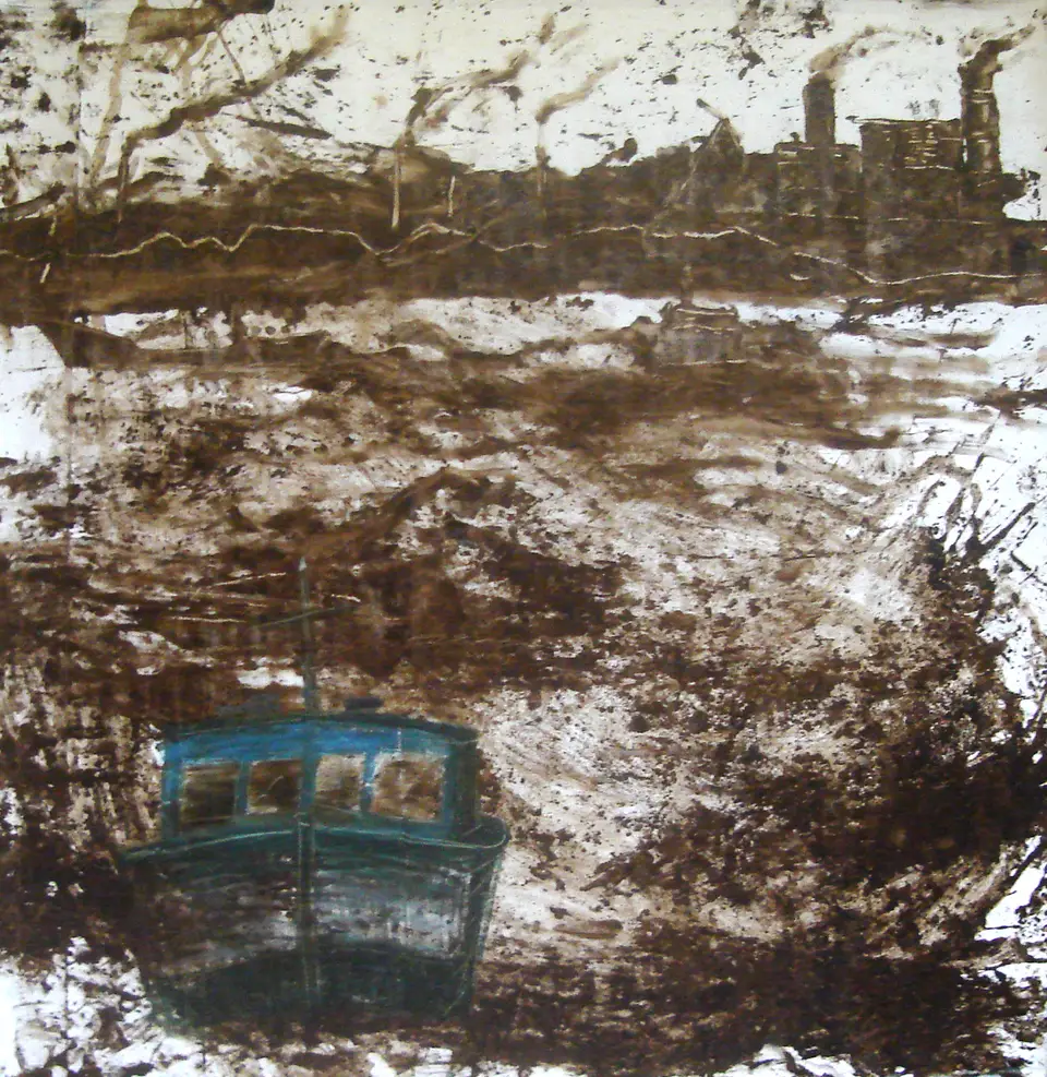 Barco falso, técnica mixta sobre lienzo, 2007, Noel Morera Cruz