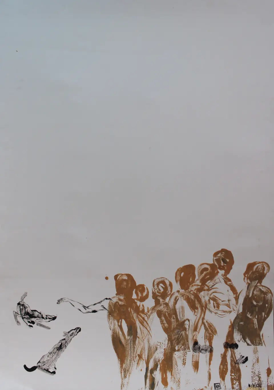 Cena, monotipia sobre cartulina, 2006, Noel Morera Cruz
