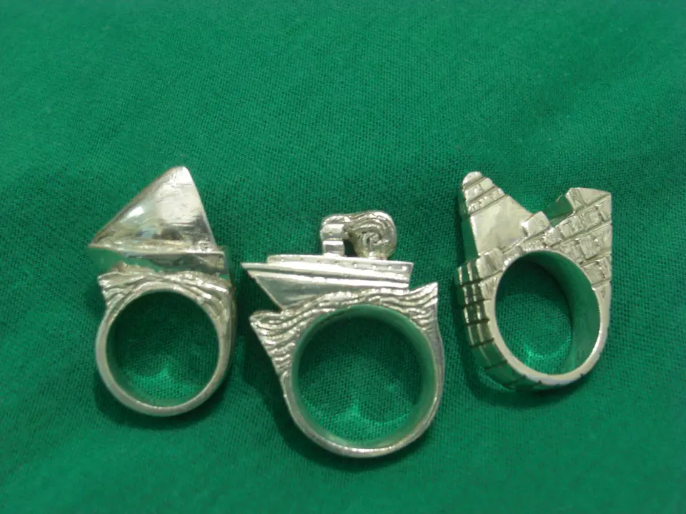 Conjunto, conjunto de anillos, plata, 2007, Noel Morera Cruz