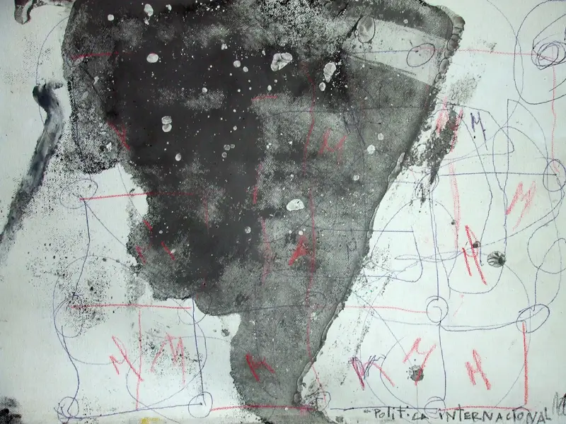 Política internacional, técnica mixta sobre tela, 2009, Noel Morera Cruz