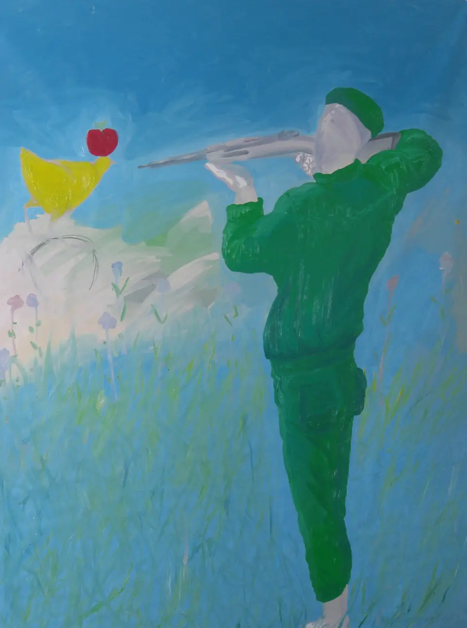 Pollo a la barbacoa y arroz con manzana, acrílico sobre lienzo, 2009, Noel Morera Cruz