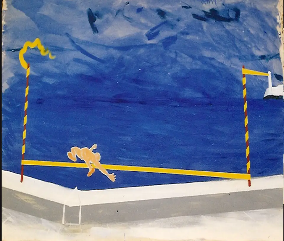 Salto alto, técnica mixta sobre tela, 2001, Noel Morera Cruz