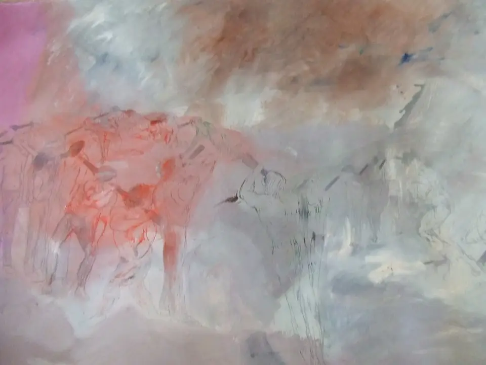 Vigilancia colectiva, técnica mixta sobre tela, 2001, Noel Morera Cruz